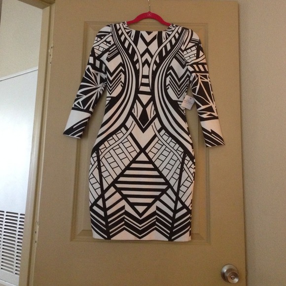 ✨Reserved✨ Black and white "Kimala" bandage dress