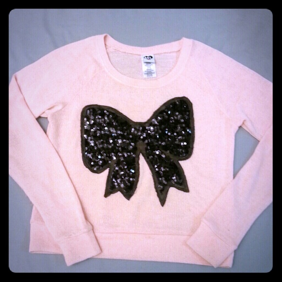 Sequin bow knit sweater