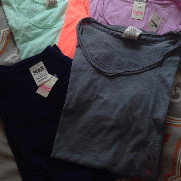 5 Plain VS PINK Crew Neck Tees