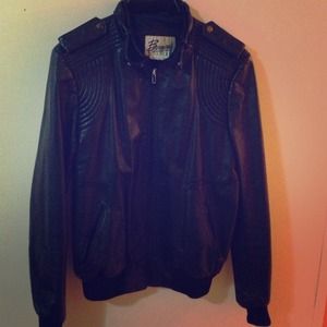 All black men's leather jacket