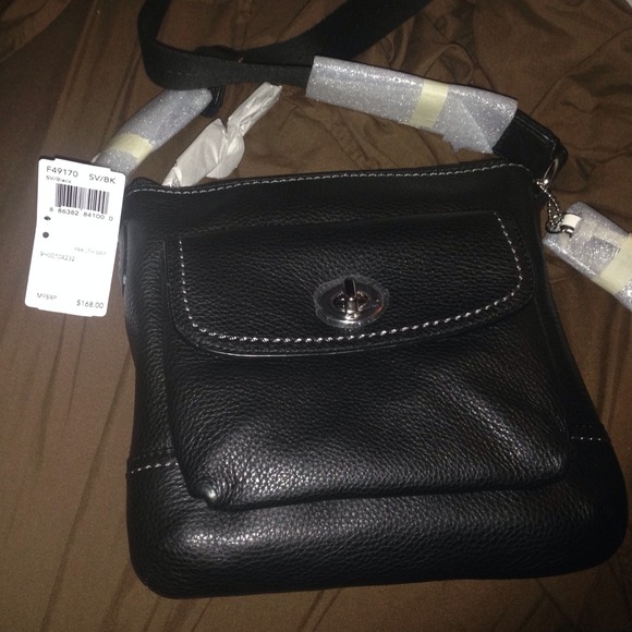 100% Authentic Coach Leather Black SwingPack