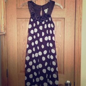 Brown and white polka dot dress