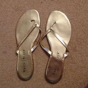 REDUCED!! White House Black Market gold flip flops