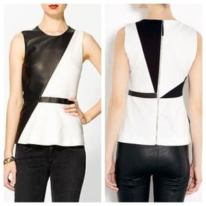 SALE❗️ Elizabeth James black leather white peplum