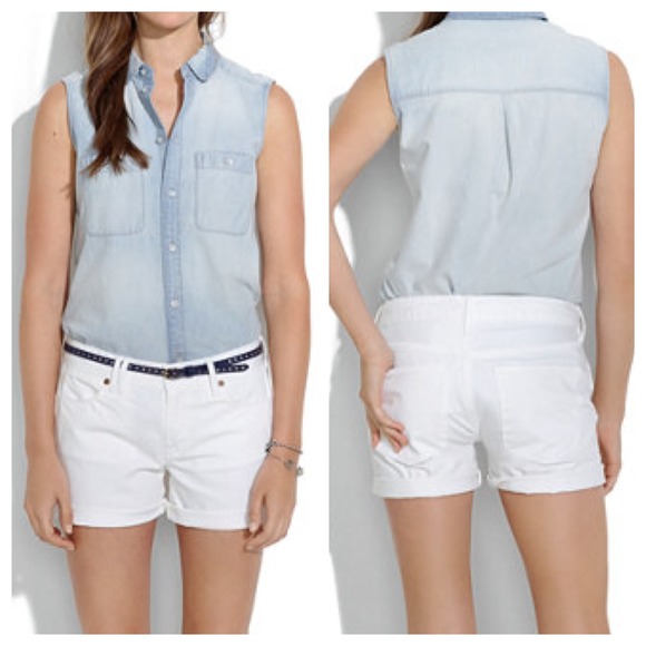 ON SALE!! Madewell shorts white wash midi denim