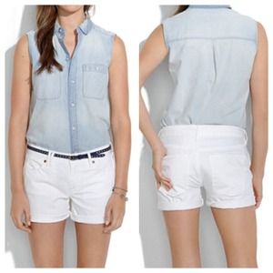 ON SALE!! Madewell shorts white wash midi denim