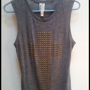 Grey cross muscle tank