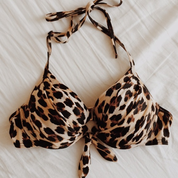 Leopard Print Tie-front Bikini Top