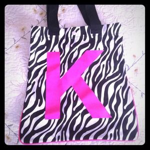 Super Cute "k" zebra print tote
