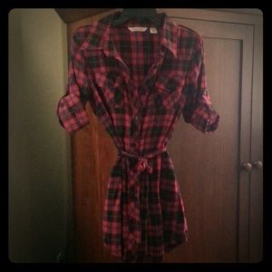 Derek Heart Tartan Button-Up Top