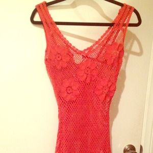 Free People Floral Crochet Tunic Top