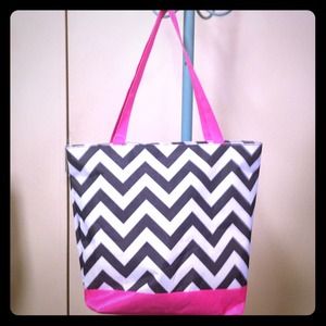 Black & Hot Pink Chevron Bag