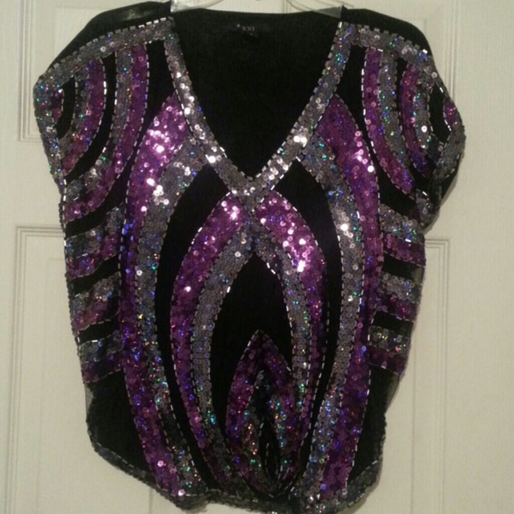 Purple Sequins 80's Inspired Top (NWOT) - Picture 3 of 3