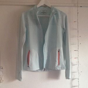 Oiselle light blue running jacket