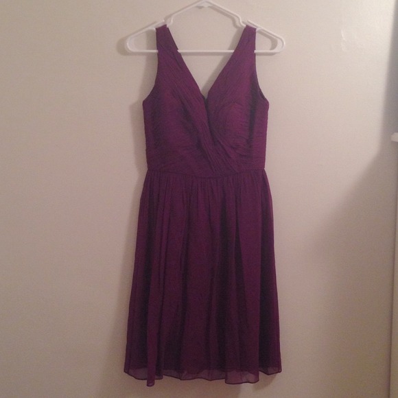 Donna Morgan Purple Ruched Chiffon Dress, Size 0 - Picture 3 of 4
