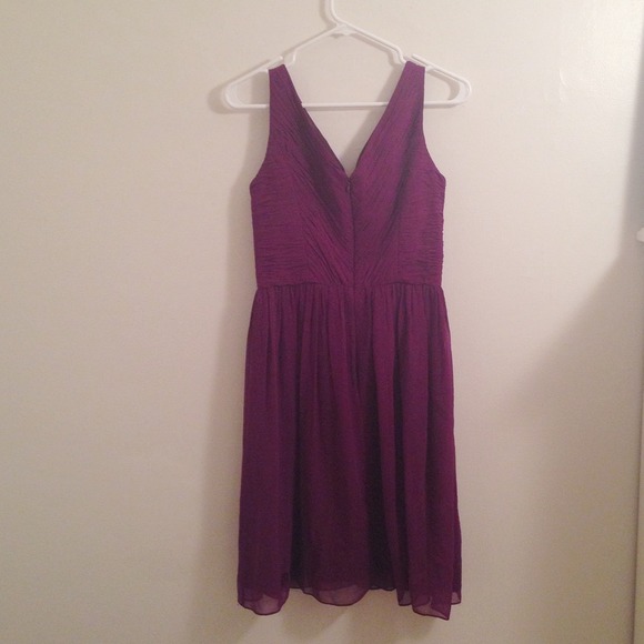 Donna Morgan Purple Ruched Chiffon Dress, Size 0 - Picture 4 of 4