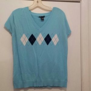 Short sleeve argyle sweater