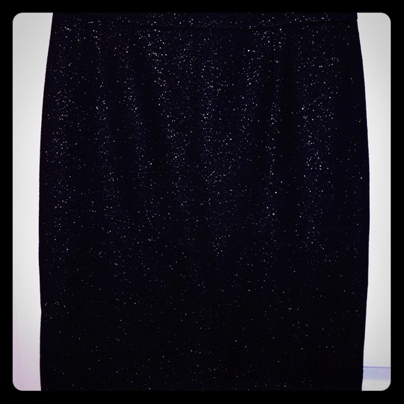 SOLD-Crew Black (gold specks) Wool Pencil Skirt