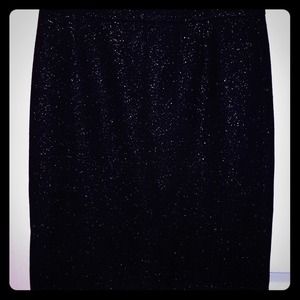 SOLD-Crew Black (gold specks) Wool Pencil Skirt
