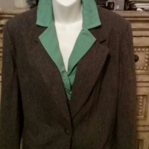 SOLD -100% wool blazer, size 12, grey, White Stag.
