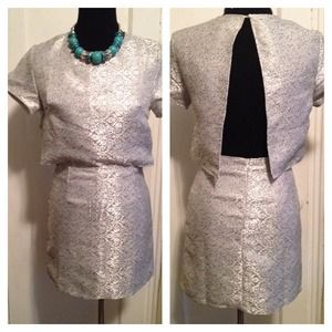 Sold out!! Silver mini dress, open back, sZ 6