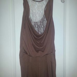 drape front back lace tunic