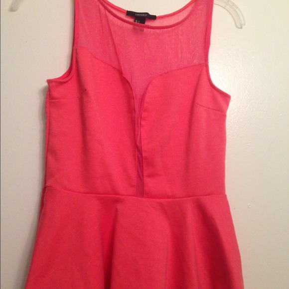 Plunging neck coral peplum top