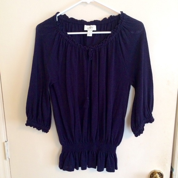 ❌SOLD❌ Navy LOFT Boho Shirt