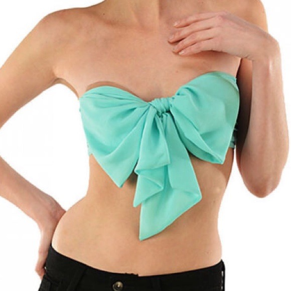 🚫 sold out 🚫 Gorgeous Mint Bow Tie Bandeau - Picture 2 of 4
