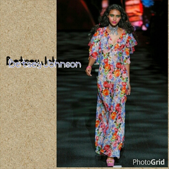 Betsey Johnson | Skirts | Betsey Johnson 21 Runway Floral Maxi Dress ...