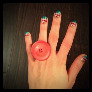 Oversized red button ring