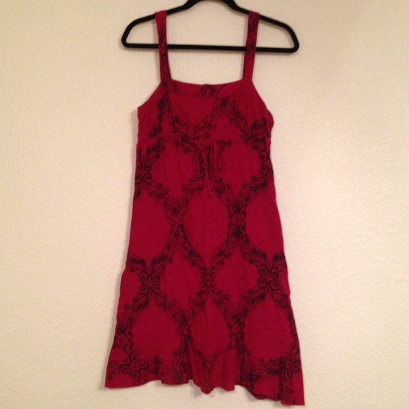 Free People Red & Black Sun Dress Size Medium