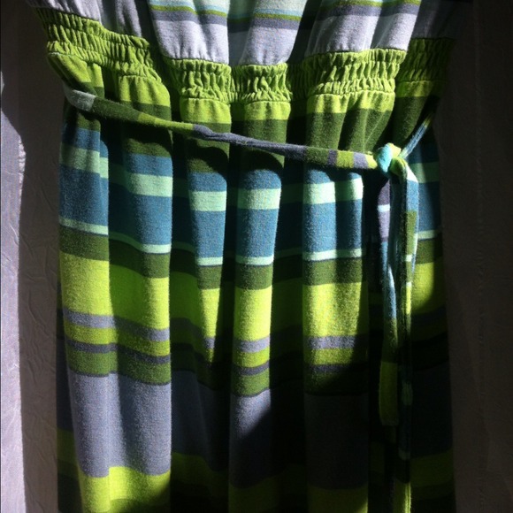 SOLD LOFT Striped Dress in Green - Picture 2 of 4