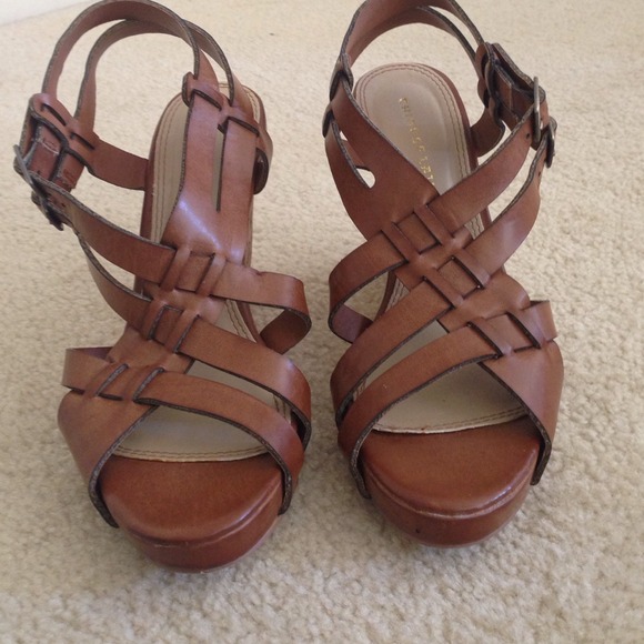 Chinese Laundry Leather and cork wedges