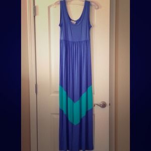 Purple and teal chevron maxi skirt