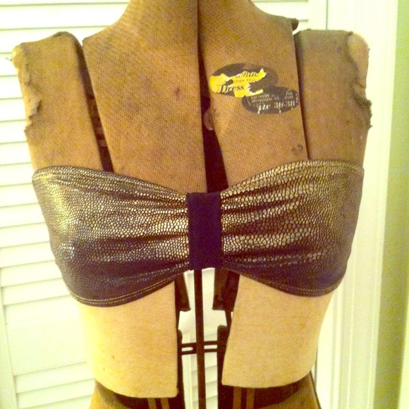 Gold Summer Bandeau Swim/Party Top, Size S