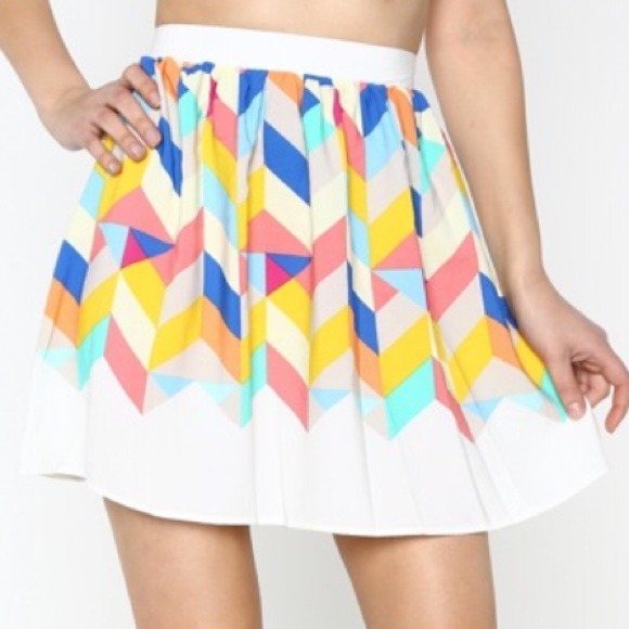 Wear In LA Dresses & Skirts - Geo Skirt S-M-L colorful geometric print chevron