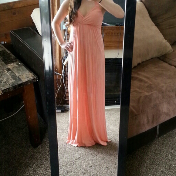 Coral pink maxi dress