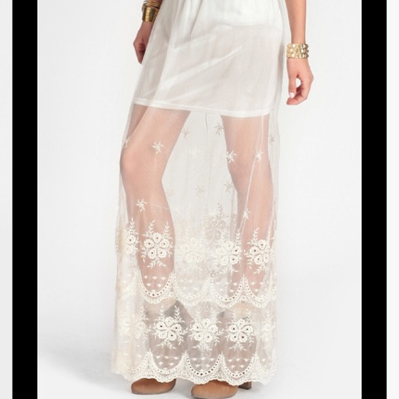 Crochet/lace white maxi skirt