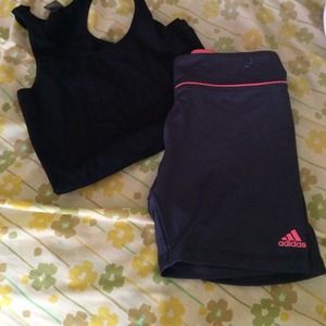 Workout bundle! Adidas shorts and a black tank