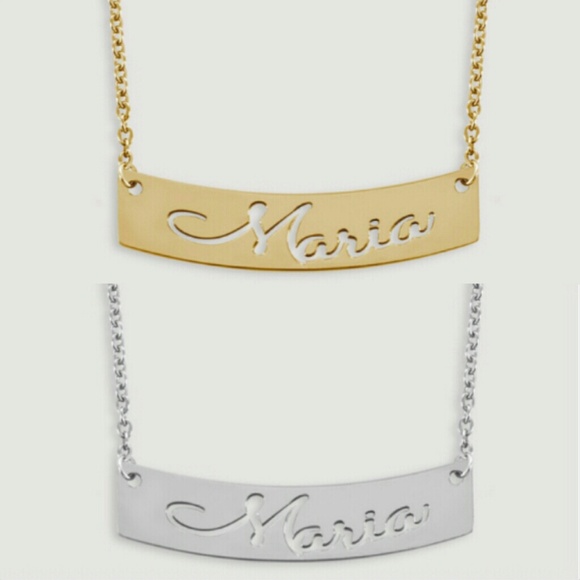Cut Out Retangular Name Necklaces