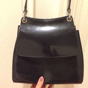 Bally black patent leather handbag