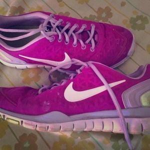Nike free purple running shoes