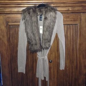 Fur trim cardigan