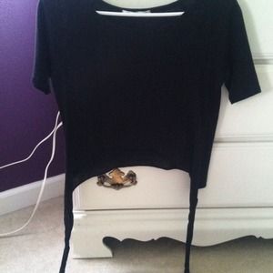 Black tie front crop top