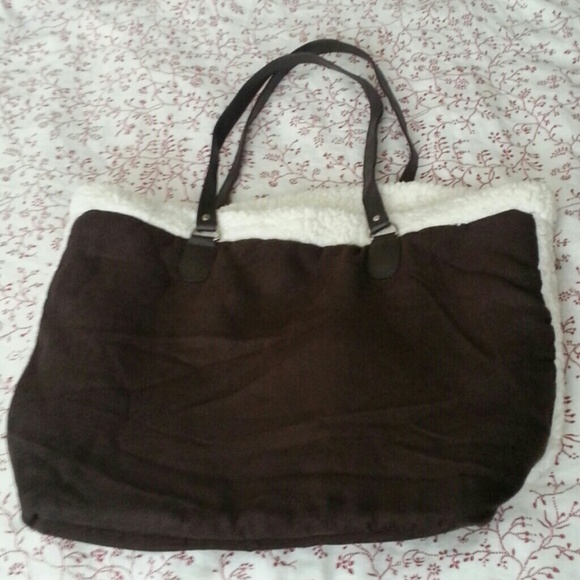 Chocolate Brown Faux Fleece Lined Tote