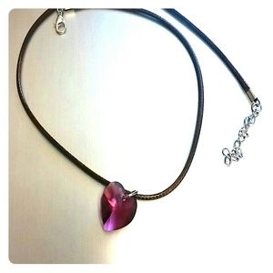 Swarovski Crystal Heart with 18" bead cord