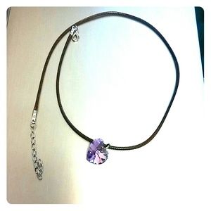 Swarovski crystal heart with 18" bead cord