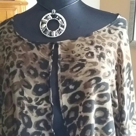 SOLD. . Plus Animal Print Open Blouse - Picture 3 of 4