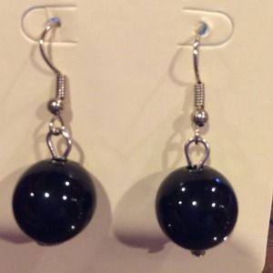 Black ball earrings